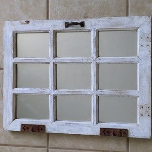 Farmhouse Mirrored Window Pane Decor